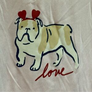 ELLEN DEGENERES LIGHT PINK WITH BULLDOG LOVE ON FRONT SIZE MEDIUM NWT